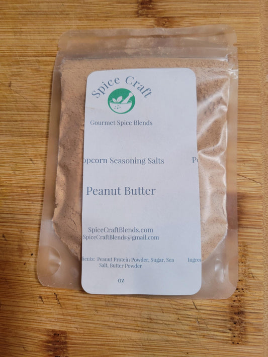 Peanut Butter Popcorn Seasoning Salt from Spice Craft, perfect for enhancing your popcorn flavor with a sweet twist.
